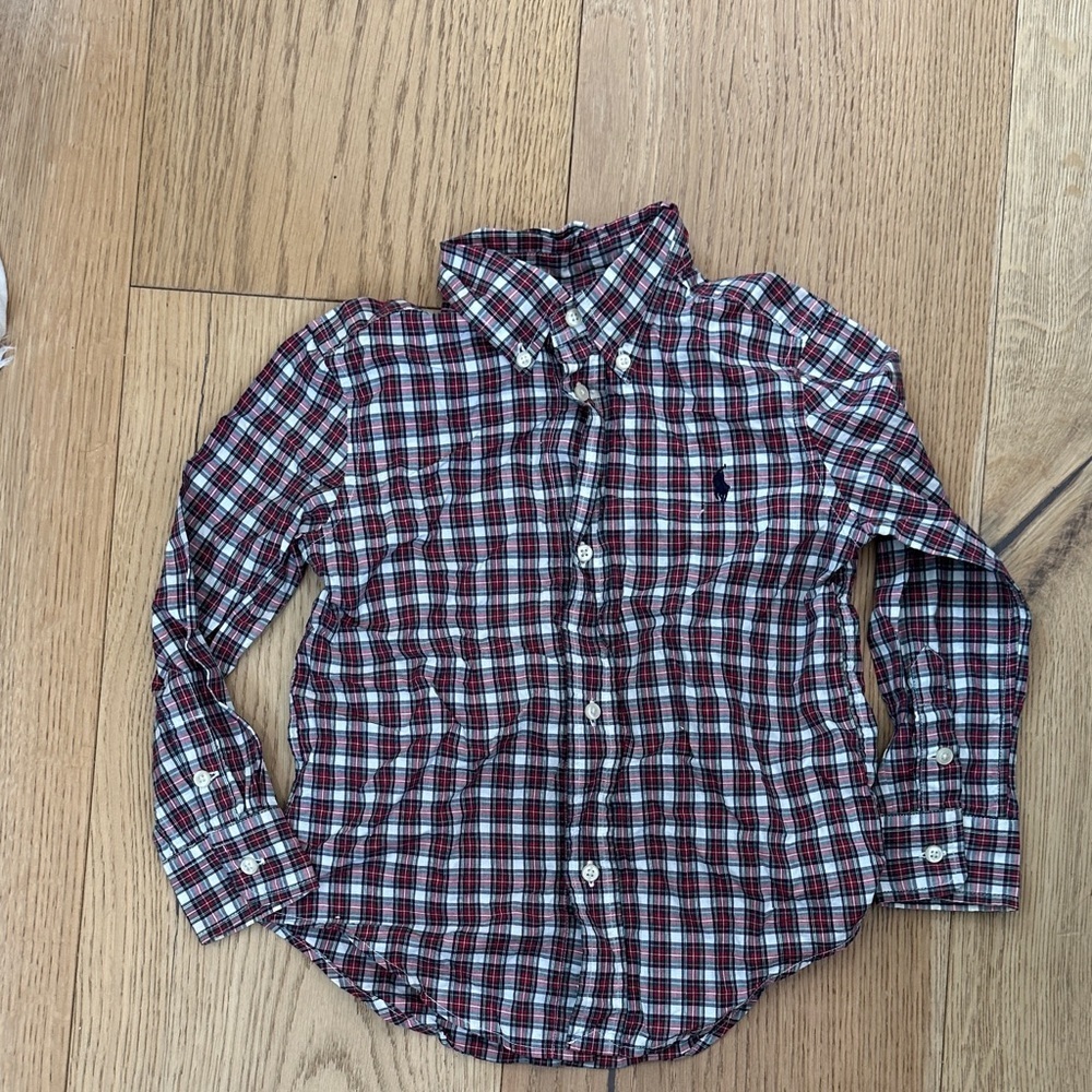 Ralph Lauren Plaid Kids Shirt - Red and Blue 3T